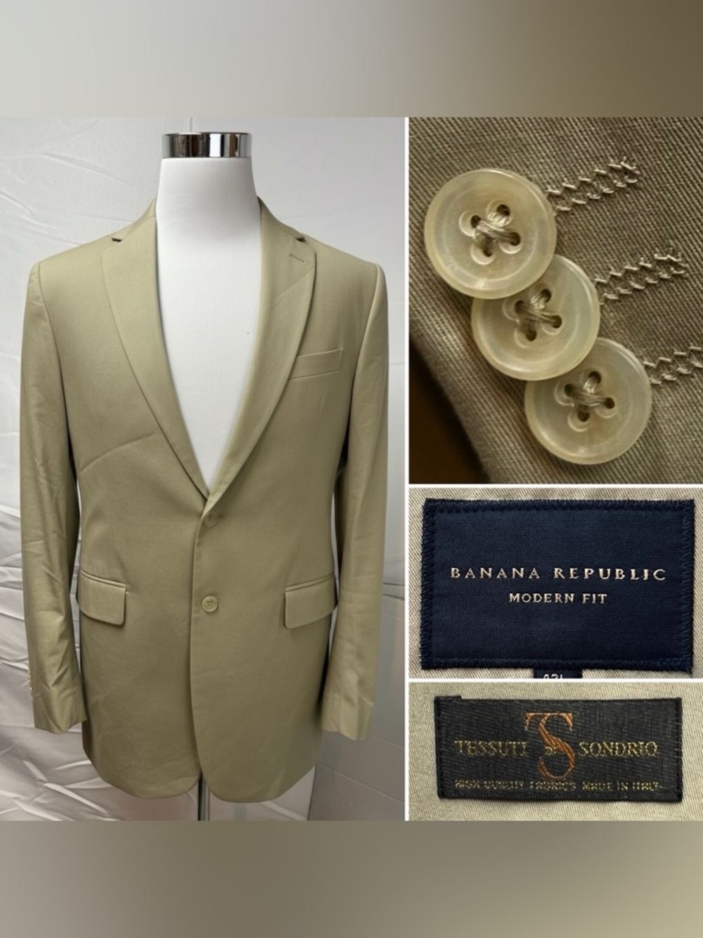 Banana Republic Men’s 42L Khaki Chino Modern Fit Tan Blazer Jacket Sport Coat